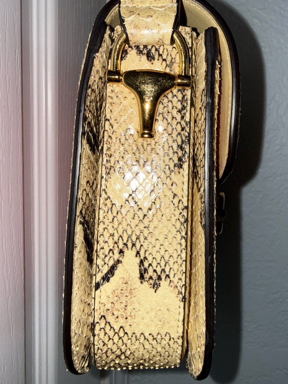 Rare Gucci Limited Edition Horsebit 1955 Blush Pink Leather&Python Crossbody Bag - Picture 8 of 15